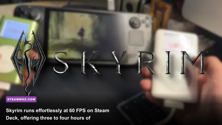 Skyrim Special Edition running smoothly on Valve Steam Deck handheld console