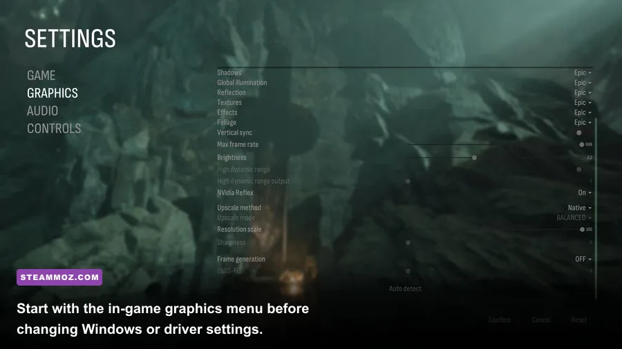 CTHULOOT PC graphics settings menu showing resolution and performance options