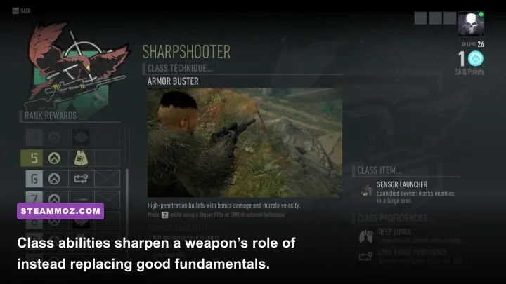 Ghost Recon Breakpoint class and skill selection screen for a tactical loadout