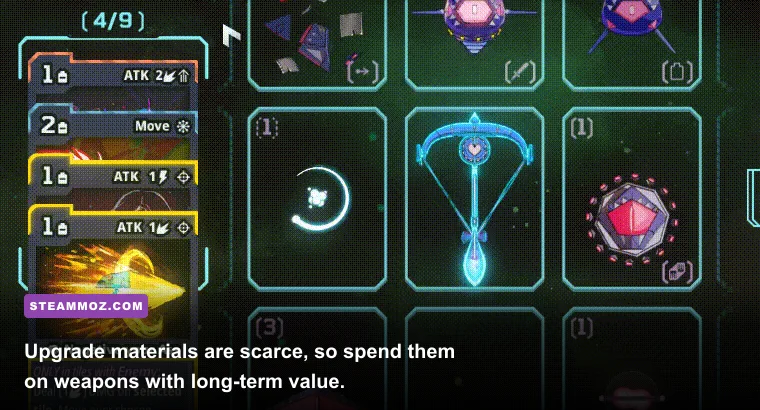 ELF equipment screen showing weapon upgrades and stat bonuses