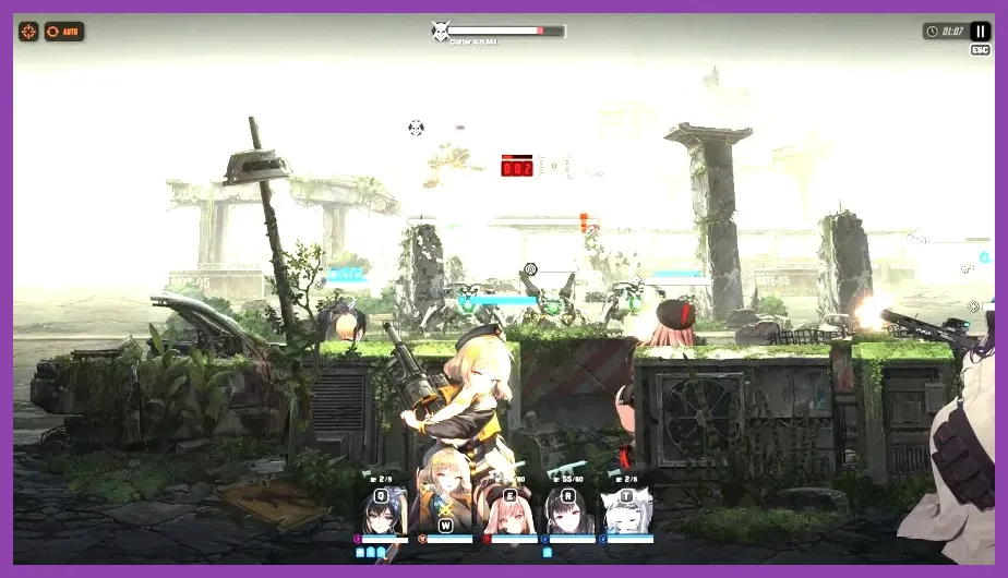 Goddess of Victory Nikke Solo Raid team attacking a high-level boss