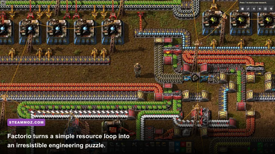 Large Factorio factory with conveyor belts, trains, and automated production lines