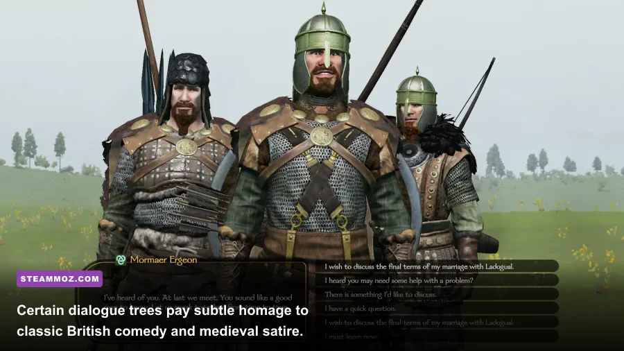 Close-up dialogue screen with an armored Vlandian noble inside a throne room