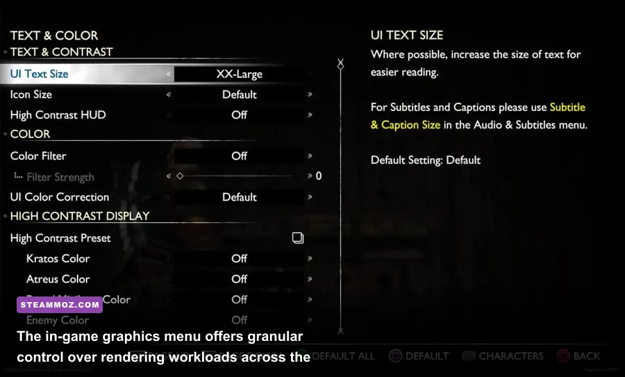 God of War Ragnarok PC graphics options menu