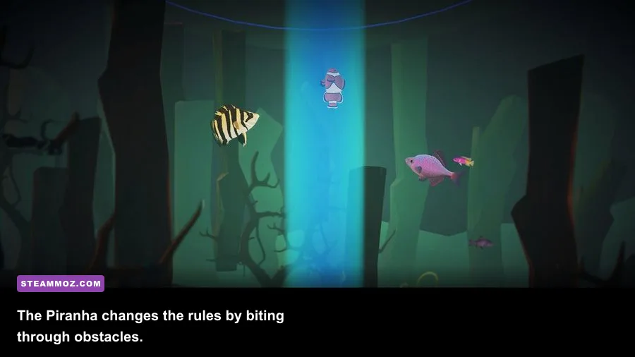 I Am Fish Piranha swimming through an underwater gameplay section