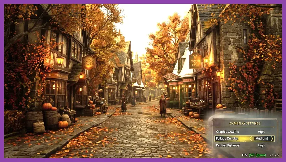Hogwarts Legacy Hogsmeade village gameplay scene on PC
