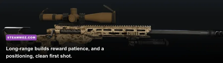 Ghost Recon Breakpoint operator using a TAC-50 sniper rifle from a mountain