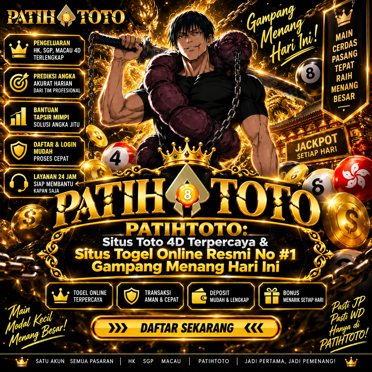PATIHTOTO: Situs Toto 4D Terpercaya &  Situs Togel Online Resmi No #1 Gampang Menang Hari Ini
