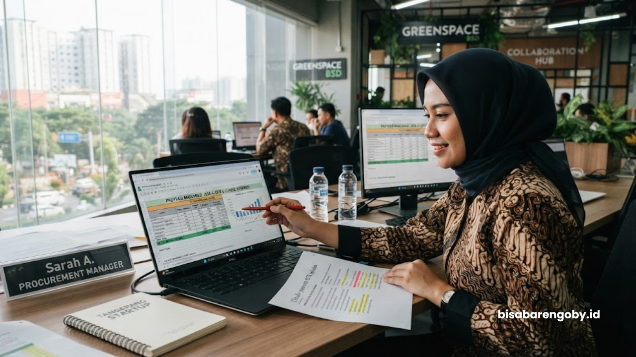 Manajer pengadaan memproyeksikan alokasi anggaran saat menyeleksi jasa AI OCR untuk startup di Tangerang berbasis Claude