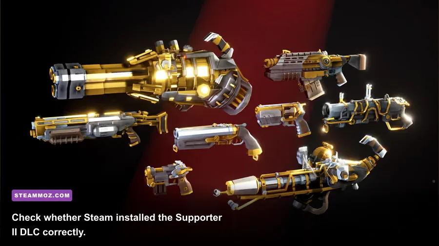 Steam properties window showing Deep Rock Galactic DLC and Supporter II Upgrade content