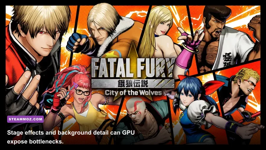 Fatal Fury City of the Wolves PC match with detailed stage background