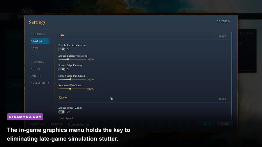 Age of Empires IV PC graphics menu interface showing resolution and detail sliders