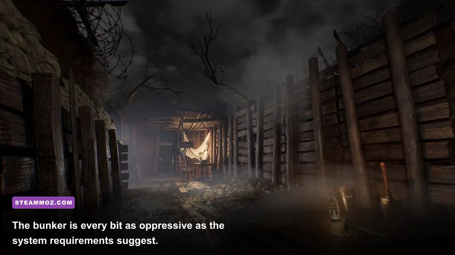 Ad Infinitum gameplay showing an abandoned World War I bunker corridor