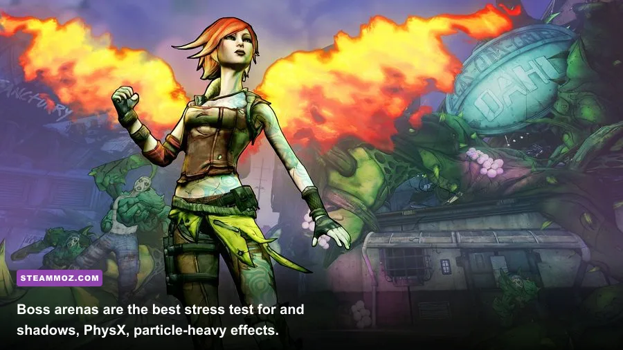 Borderlands 2 Commander Lilith Haderax boss fight with projectiles and explosions