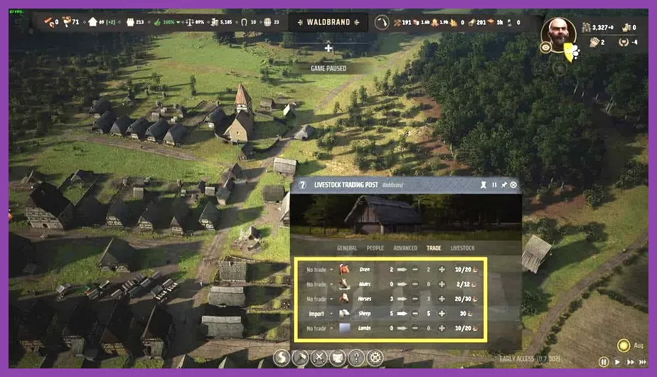 Manor Lords regional wealth and trading post