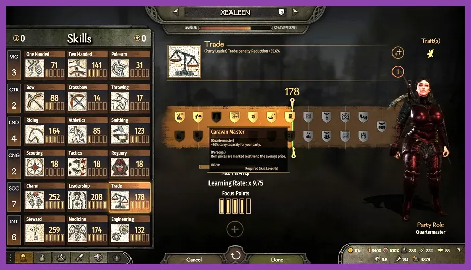 How to Respec Skill Points in Mount and Blade 2 Bannerlord