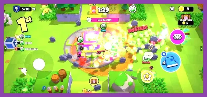 Squad Busters characters defeating monsters and collecting dropped coins