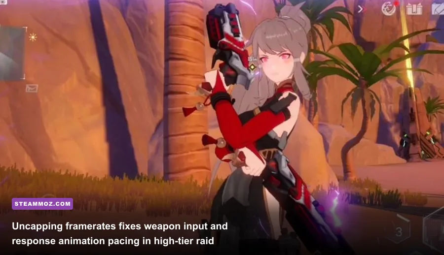 Intense combat scene in Tower of Fantasy featuring rapid weapon discharges and fluid particle effects