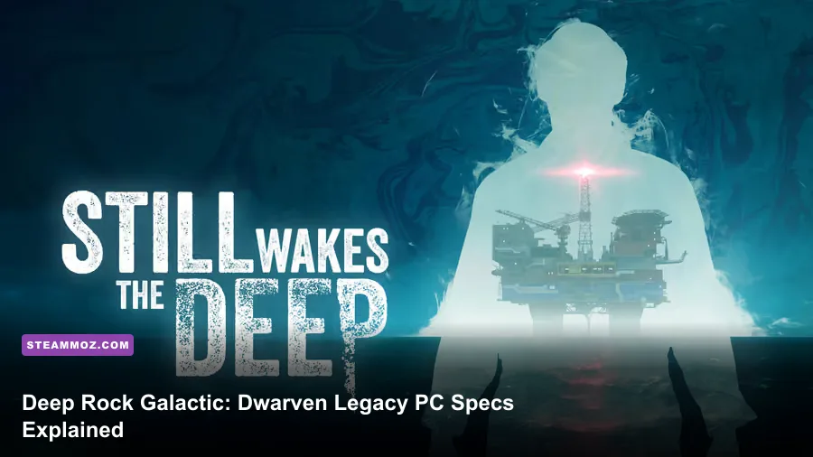 Deep Rock Galactic dwarves exploring a large alien cavern