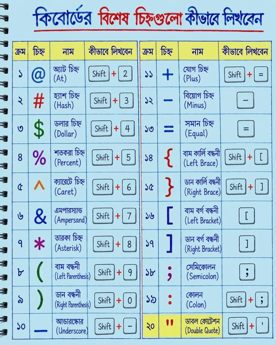 কিবোর্ডের বিশেষ চিহ্ন লিখবেন যেভাবে, জেনে নিন সহজ শর্টকাট কিবোর্ডের বিশেষ চিহ্ন লিখবেন যেভাবে, জেনে নিন সহজ শর্টকাট