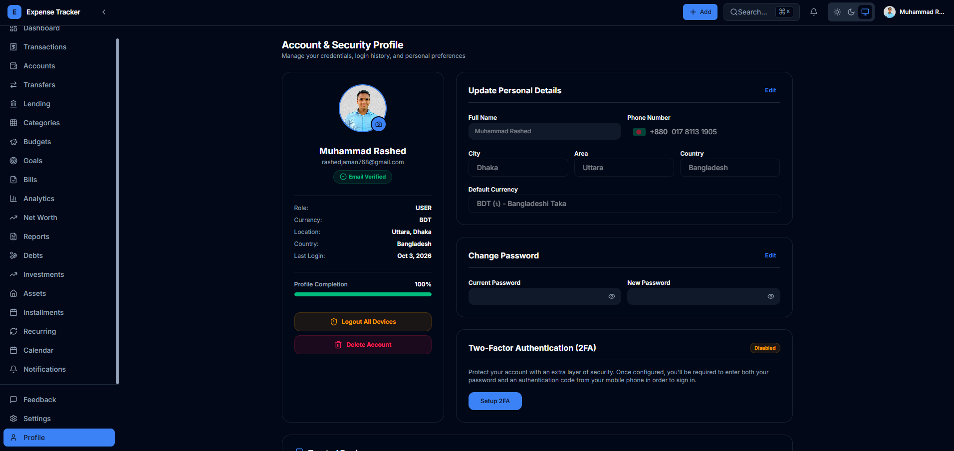 Expense Tracker BD - Project by Muhammad Rashed