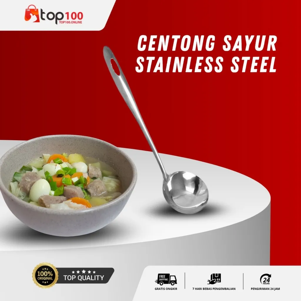 Top100 - Centong Stainless Steel Sendok Kuah Sayur Stainless Steel Sendok Sop / Soup