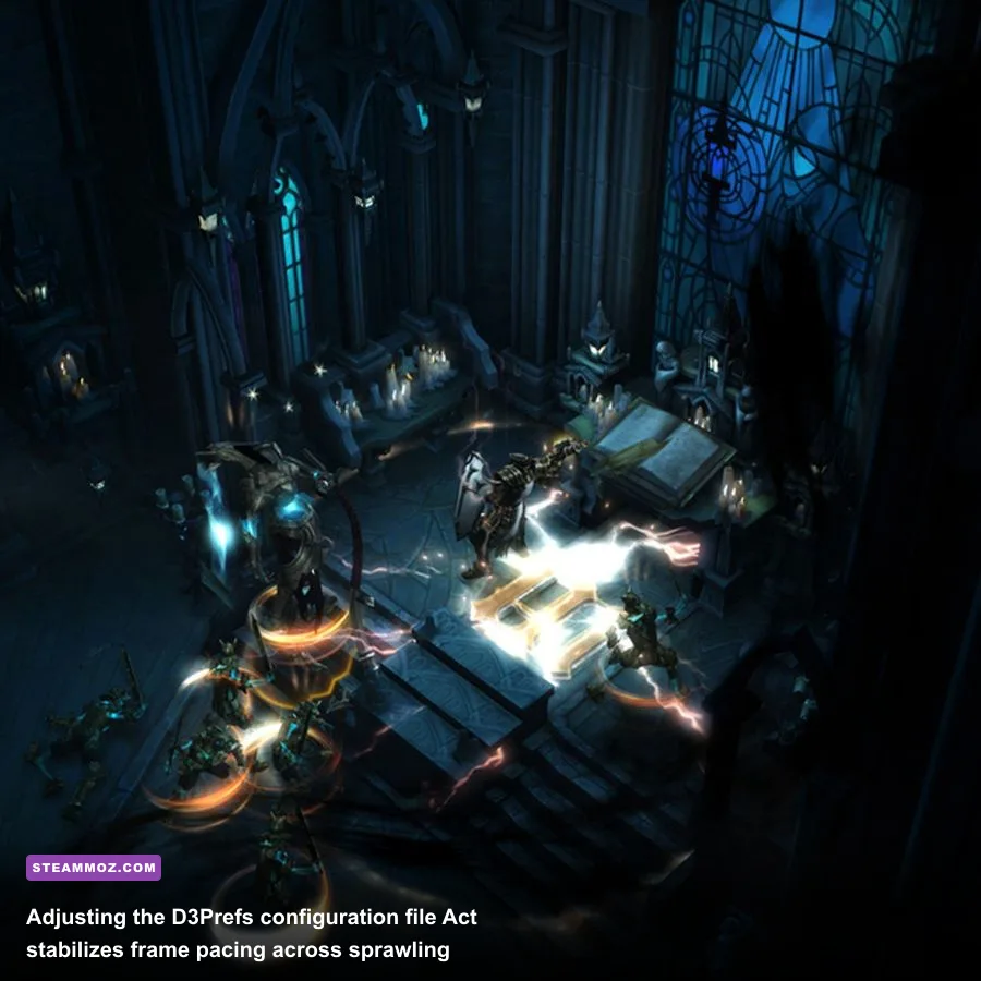 Diablo 3 Act V dark gothic environment running on PC