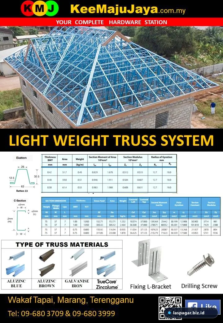 Perbedaan profil kanal C truss dan profil reng pada rangka atap baja ringan
