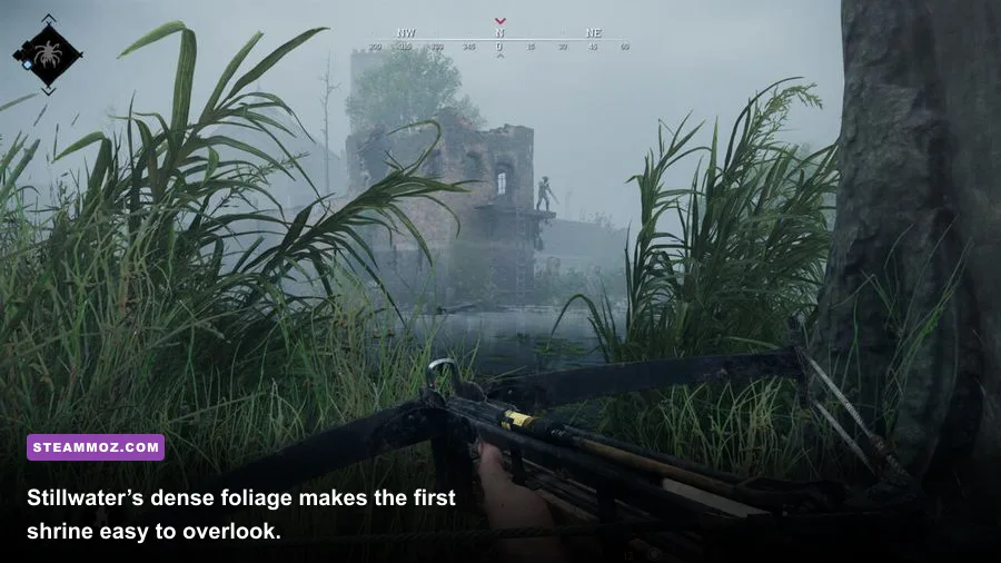 Hidden Shrine Maiden's Hell shrine near a Stillwater Bayou compound in Hunt Showdown 1896