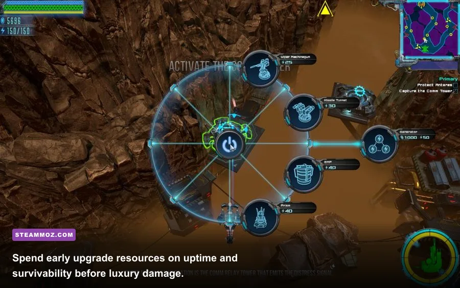 Excubitor weapon research and upgrade progression screen