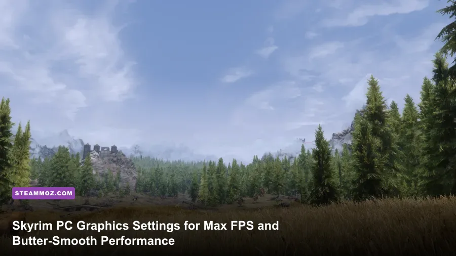 Skyrim PC scenic landscape view overlooking the plains of Whiterun