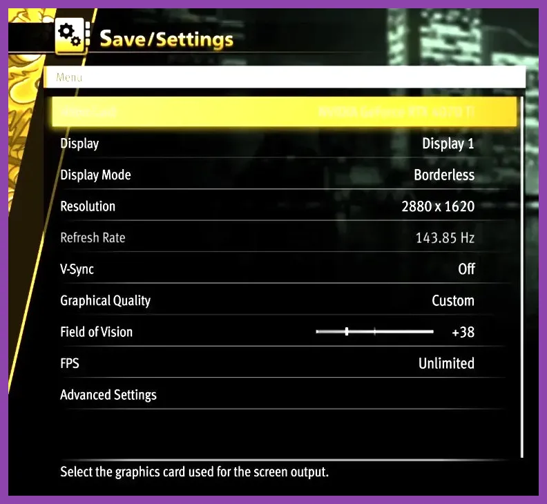 Graphics settings menu optimized for performance in Like a Dragon Infinite Wealth