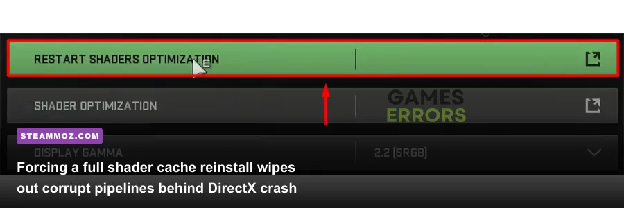 Modern Warfare 2 in-game shader cache optimization loading bar