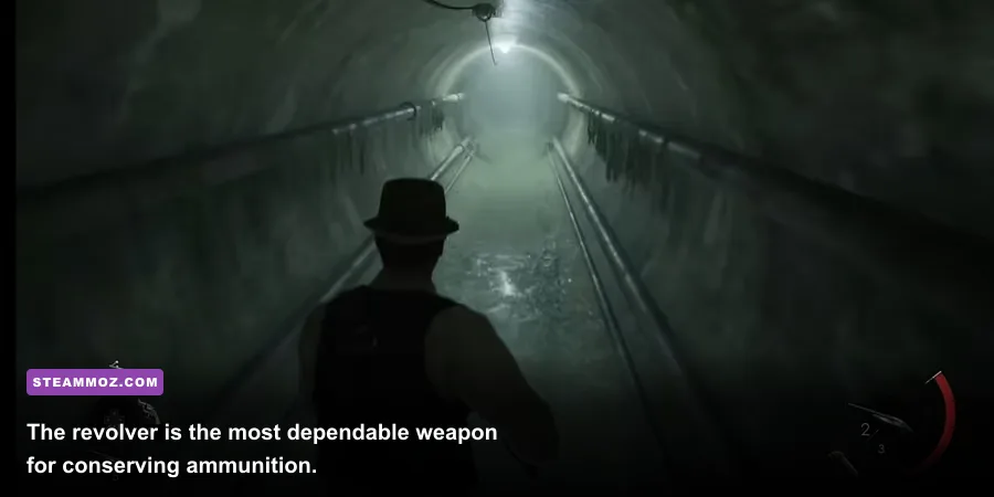 Edward Carnby aiming the revolver in Alone in the Dark