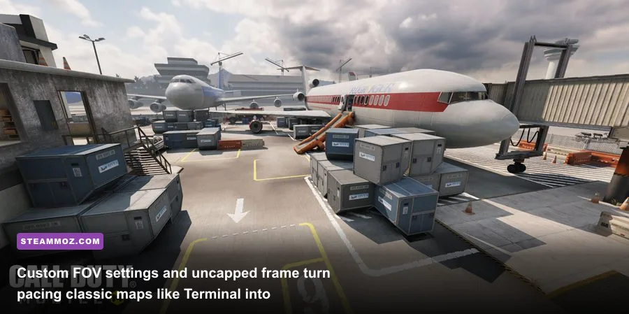 Fast-paced multiplayer action on the Terminal map in Modern Warfare 2 PC