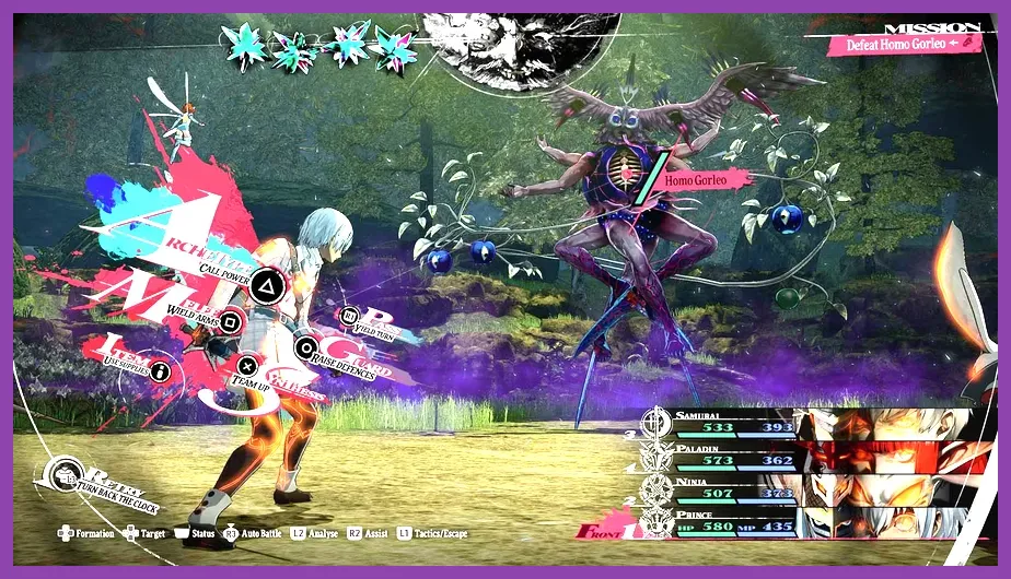 Intense boss fight in Metaphor ReFantazio showing weak points