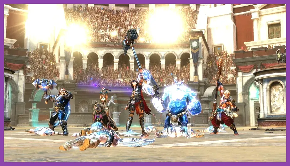 SMITE Conquest team fight near a Phoenix and Titan