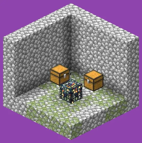 Dungeon chest containing a saddle in Minecraft