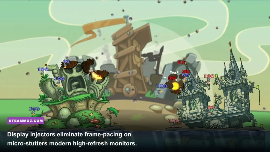 High-resolution widescreen view of a Worms Reloaded custom multiplayer map