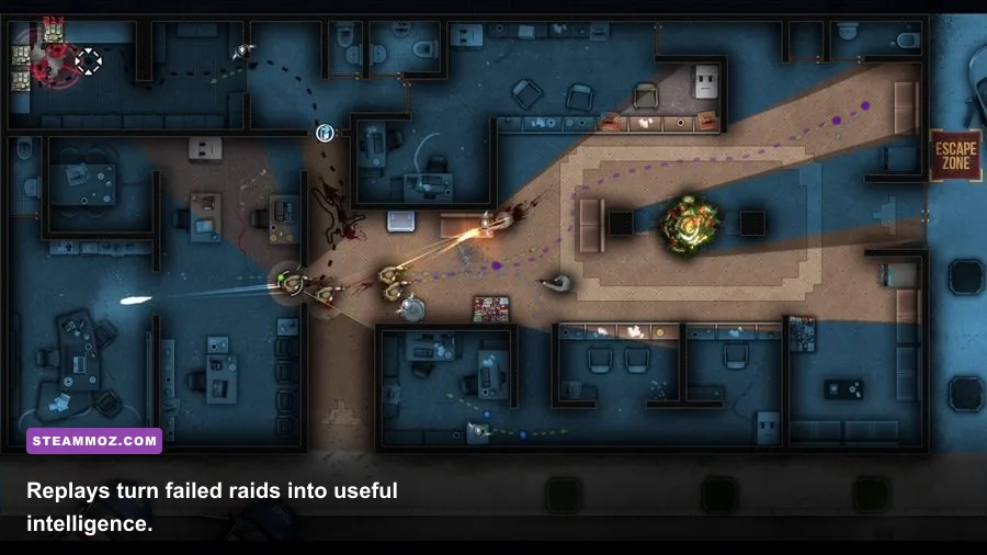 Door Kickers replay showing a completed tactical mission for analysis