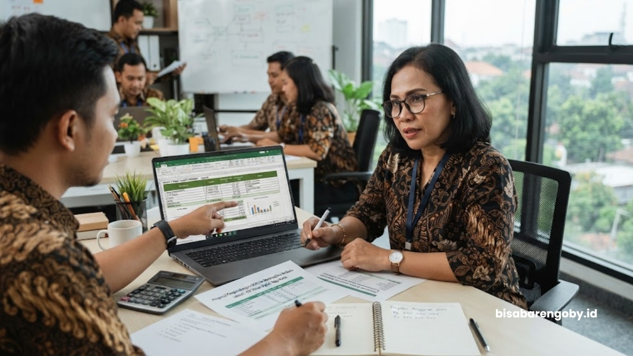 Manajer pengadaan memproyeksikan anggaran saat mengevaluasi harga website marketplace untuk perusahaan di Yogyakarta berbasis Laravel
