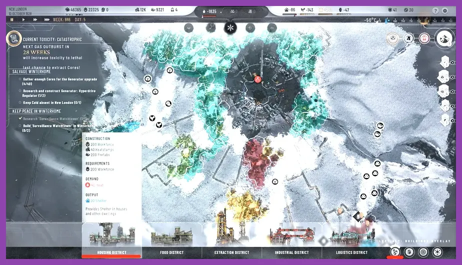 Frostpunk 2 detailed industrial and housing sector layout