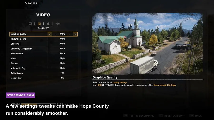 Far Cry 5 PC gameplay at 1440p with detailed graphics settings