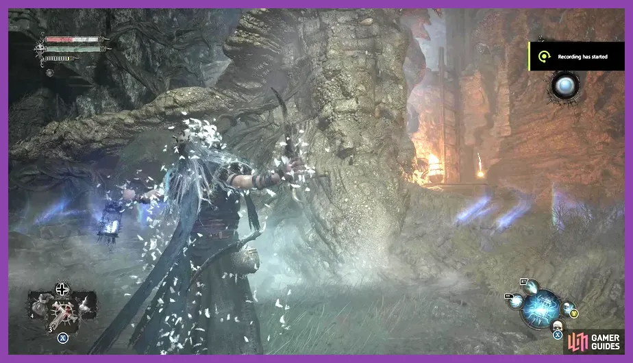 Player character holding the Umbral Lamp in Axiom realm