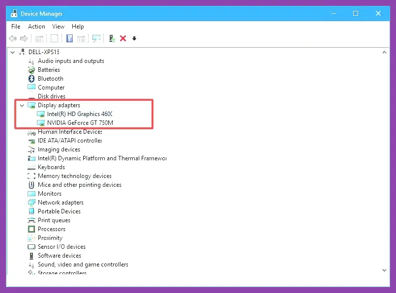 Windows Device Manager display drivers