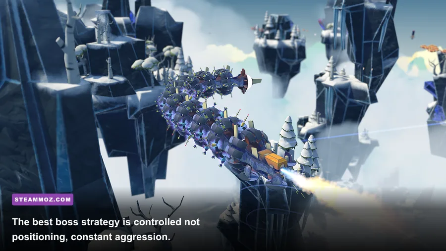 AIRHEART Tales of Broken Wings aircraft fighting a large enemy in the sky