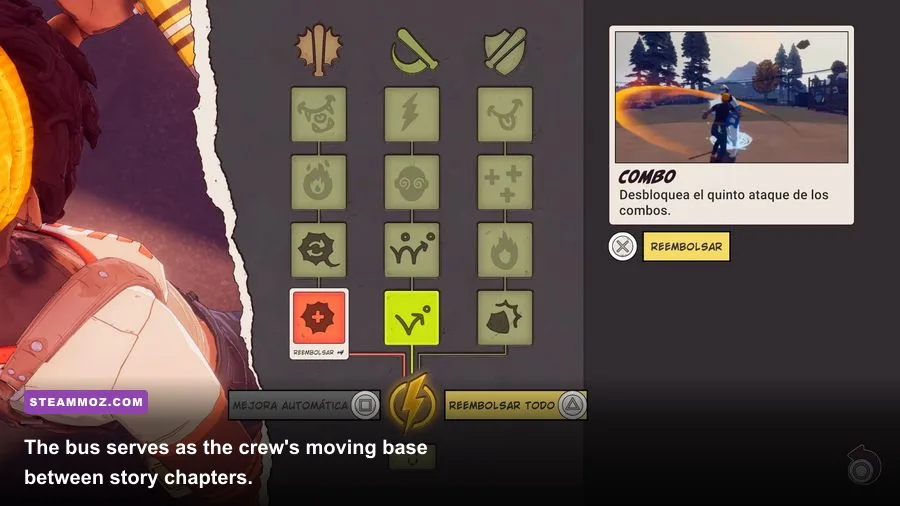 Dustborn's crew bus customization and upgrade interface