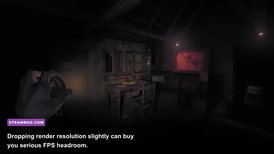 Resolution scaling comparison in Amnesia The Bunker