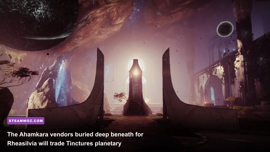The Ahamkara bone vendors Huginn and Muninn glowing in Harbinger's Seclude