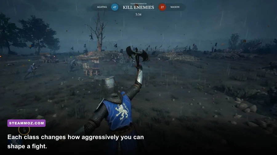 Chivalry 2 Knight Vanguard Footman and Archer classes fighting in battle